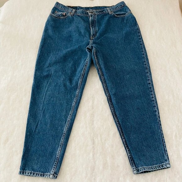 Vintage Levi's 522 Womens Blue Tapered Fit Tapered Leg Denim Jeans Plus 22 Short - Picture 1 of 10